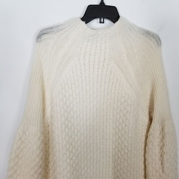 Anthropologie Women Alpaca Blend Bia Chunky Knit Tunic Sweater Sz L Cream Boho - Picture 6 of 8